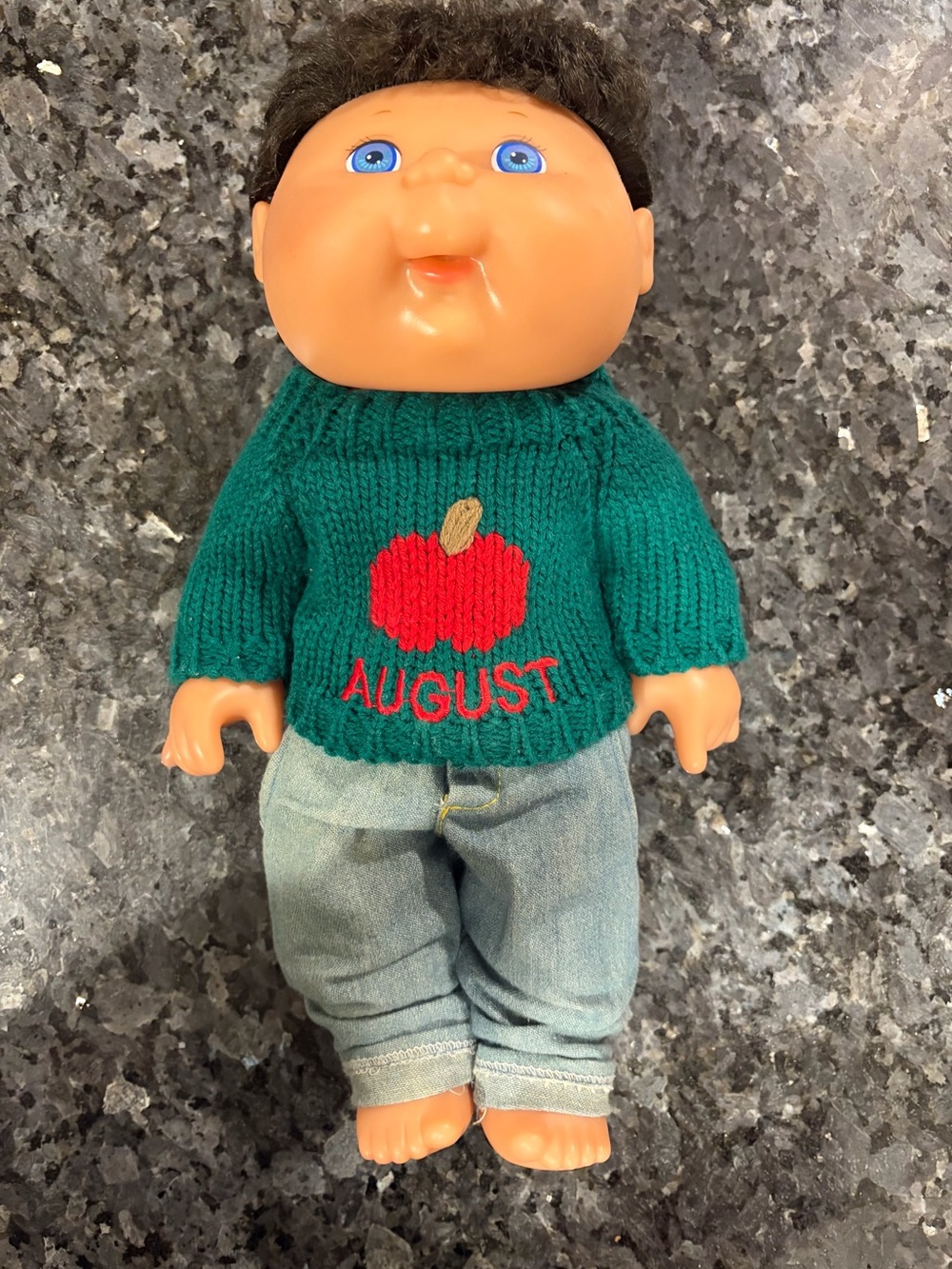 Green Apple Sweater Doll with Denim Pants - Kids Toy